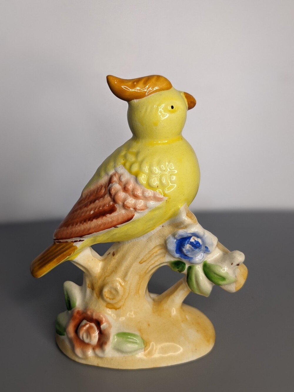 Occupied Japan Yellow Bird Ceramic Figurine Hand Painted Vintage Collectible